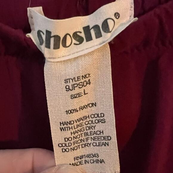 Shosho Strapless Pant Suit Wide Legs Tied &‎ Elastic Waist Maroon Women's Large - Picture 6 of 7